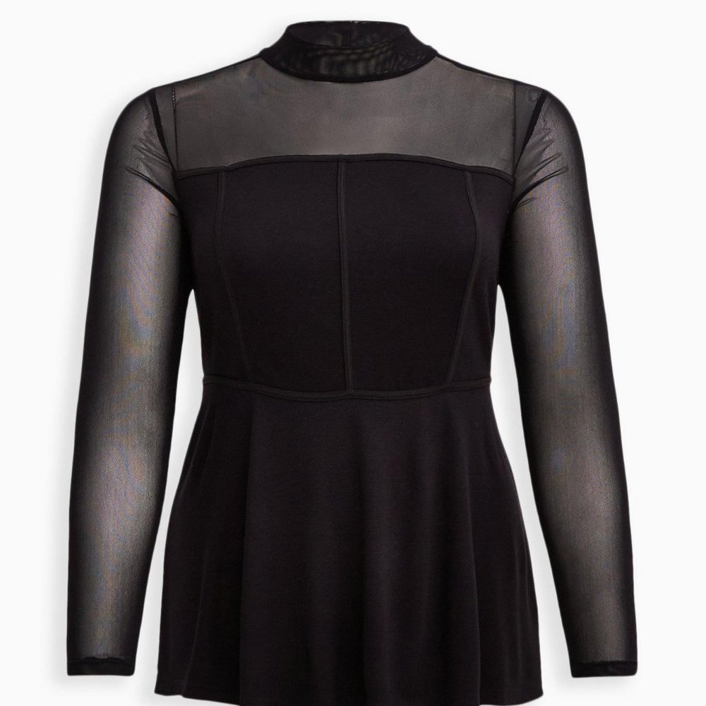 Torrid - High-Neck Corset Top - Ponte & Mesh Black Size 2